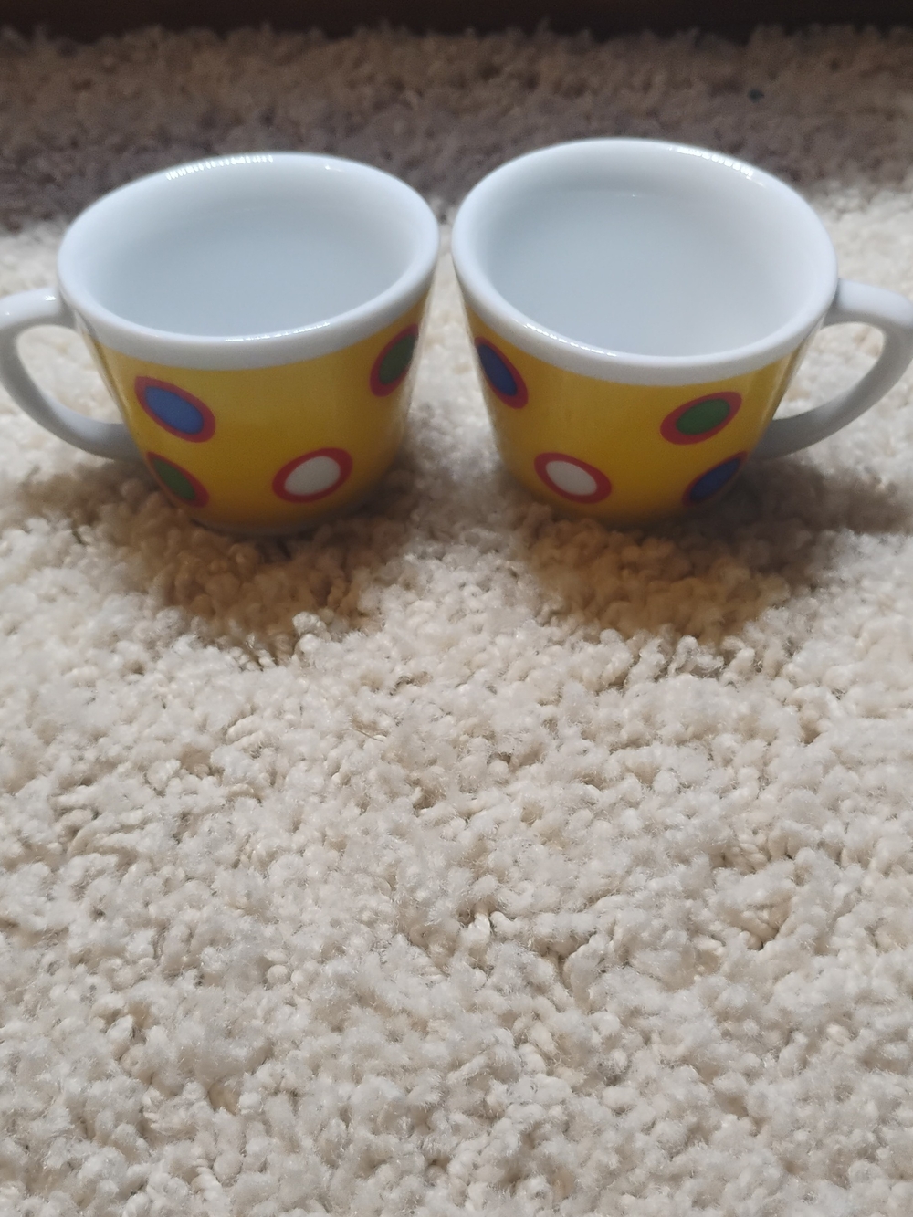 Yellow Polka Dot Ceramic Espresso Cups - Set of 2